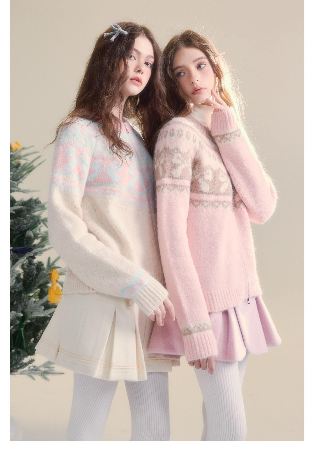 Winter Bloom Ribbon Print Knit