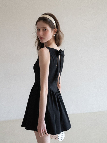 Elegant Back Ribbon Fit & Flare Mini Dress