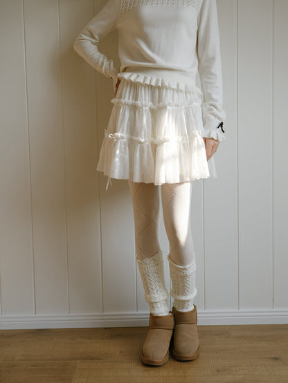 Dreamy Sheer Ribbon Mini Skirt