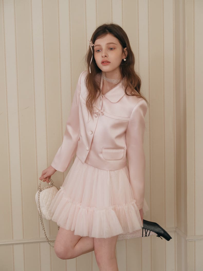 Elegance Pink Cropped Jacket / Camisole Dress