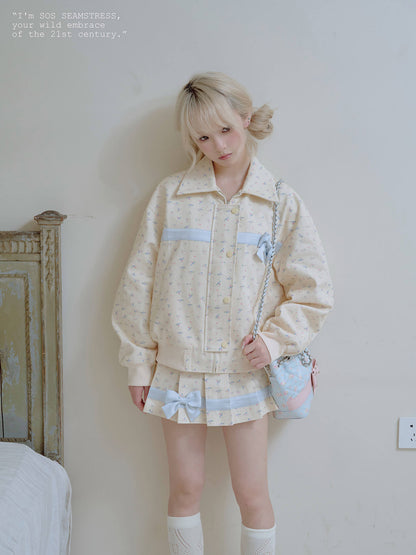 Powder Floral Classic Jacket / Skirt