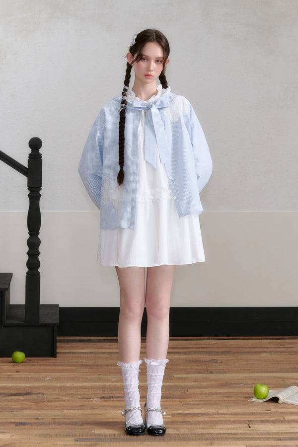 Light Blue Frill Butterfly Blouse