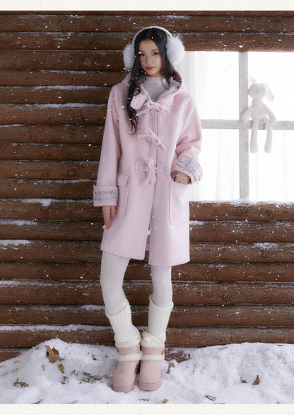 Cozy Plaid-Lined Duffle Coat