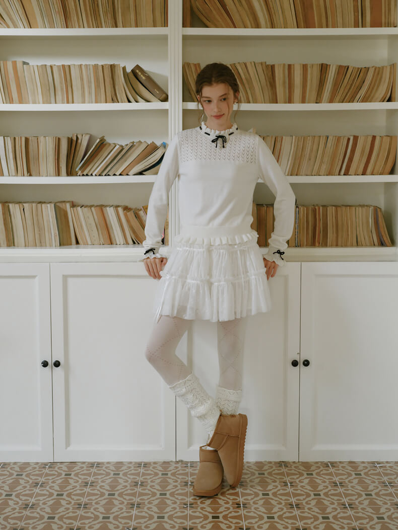 Dreamy Sheer Ribbon Mini Skirt