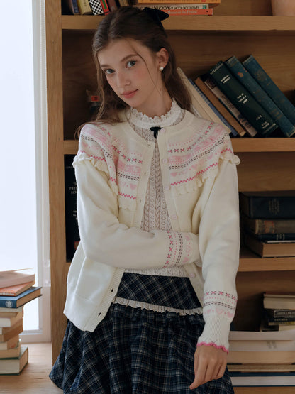 Snowy Charm Ribbon-Edge Knit