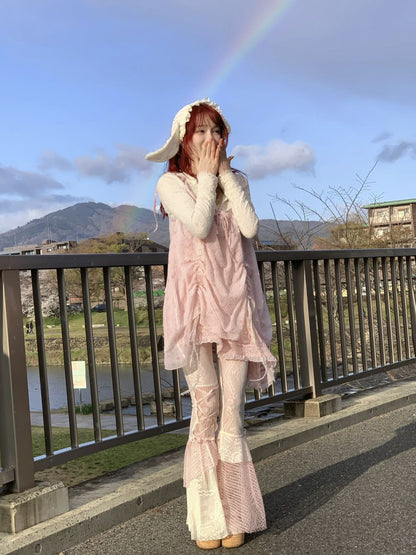 Dreamy Lace Ribbon Flare Pants（全2色）