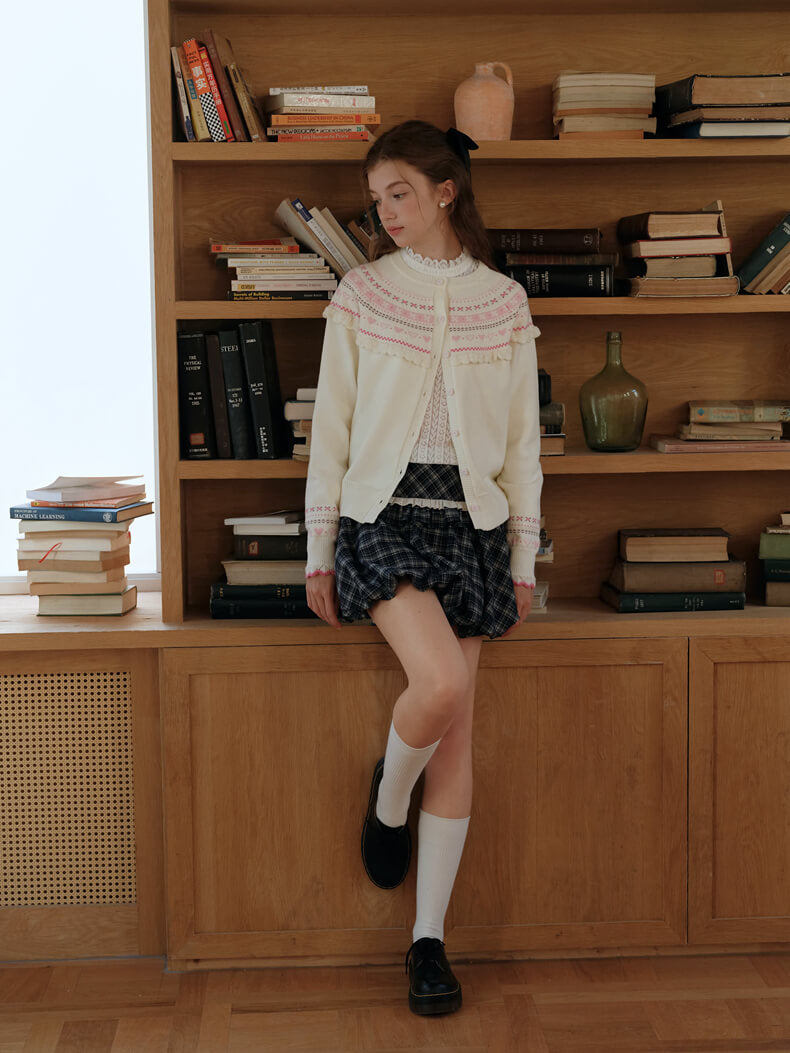 Snowy Charm Ribbon-Edge Knit