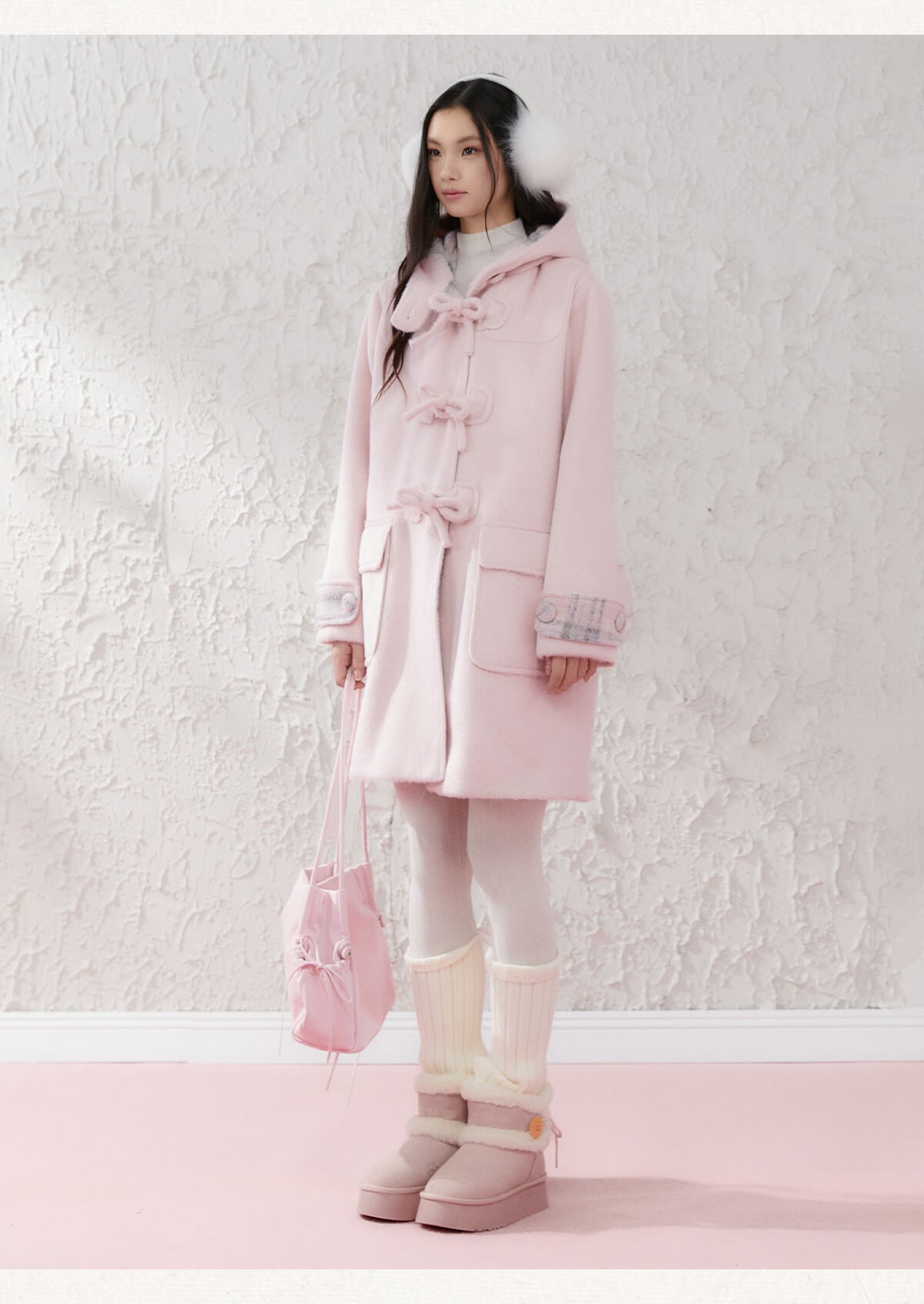 Cozy Plaid-Lined Duffle Coat