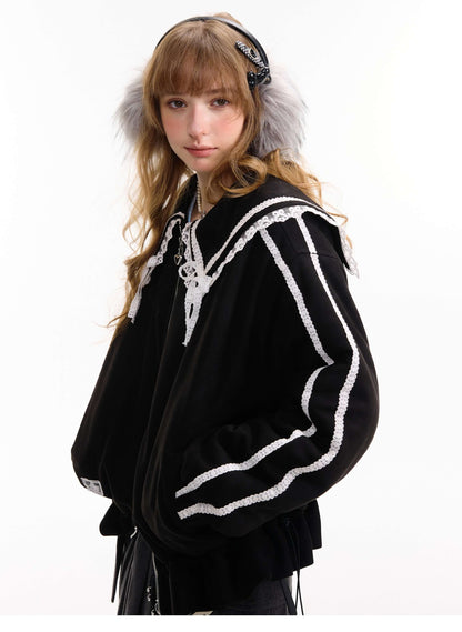 Lace Sailor Ribbon Flare Blouson