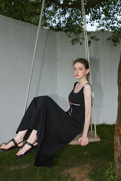 Elegant Ribbon Mode Camisole Dress（全2色）