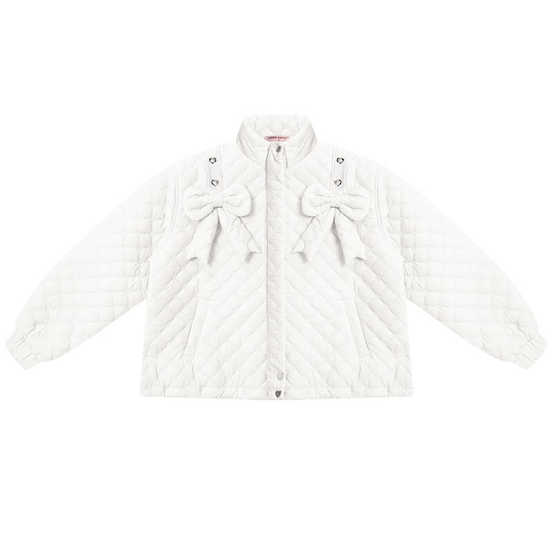 Charm Ribbon Quilted Puffer Jacket