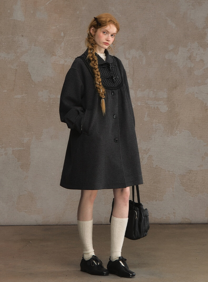 Timeless Gingham Panel A-line Coat