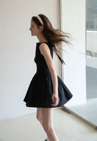 Elegant Back Ribbon Fit & Flare Mini Dress