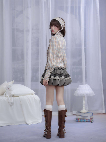 Layered Ribbon Frill Mini Skirt
