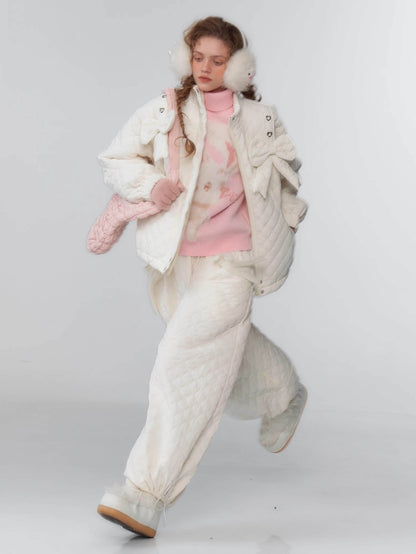 Charm Ribbon Quilted Puffer Jacket