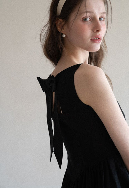 Elegant Back Ribbon Fit & Flare Mini Dress