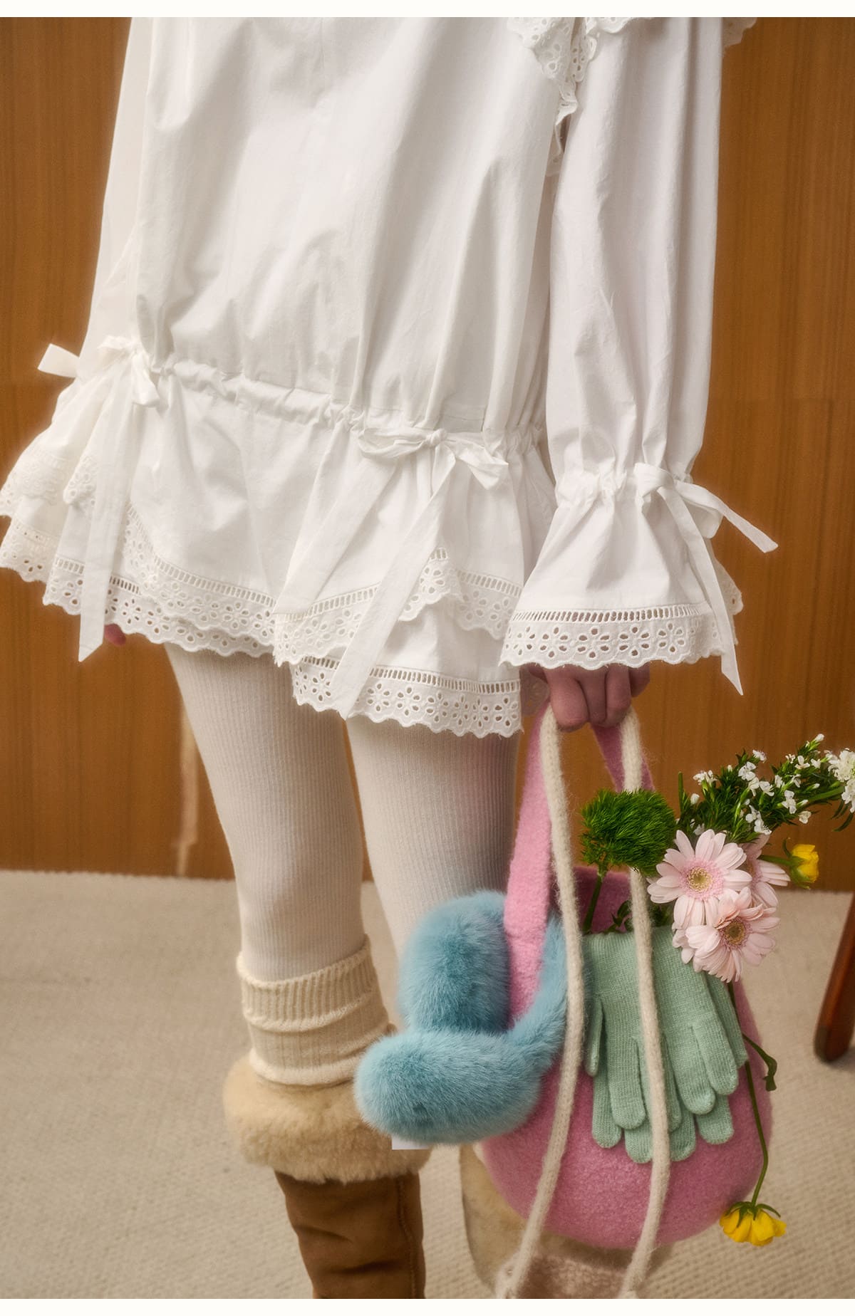 Classic Lace Collar Peplum Dress