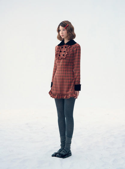 Velvet Collar Classic Frill Dress（全2色）