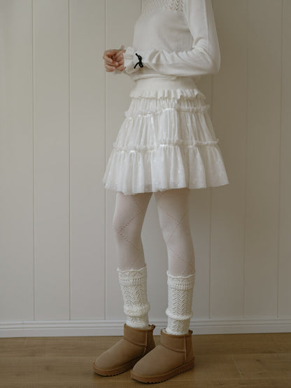 Dreamy Sheer Ribbon Mini Skirt