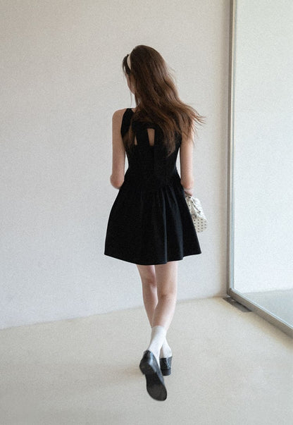 Elegant Back Ribbon Fit & Flare Mini Dress