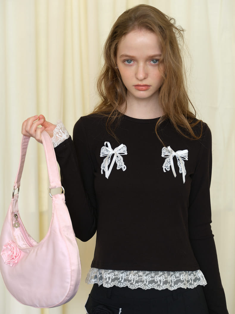 Double Ribbon Lace Accent Top