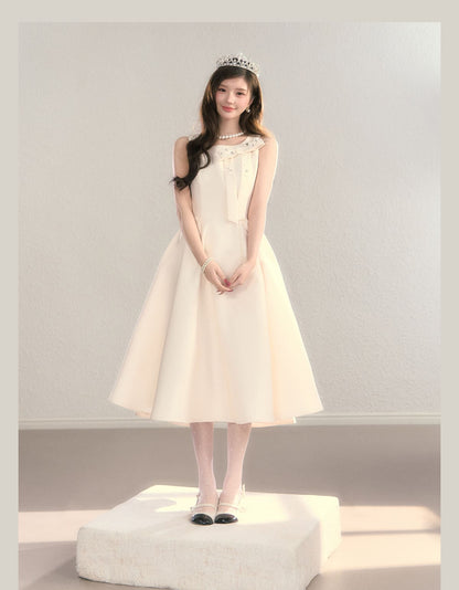 Elegant Jewel Ribbon Flare Dress