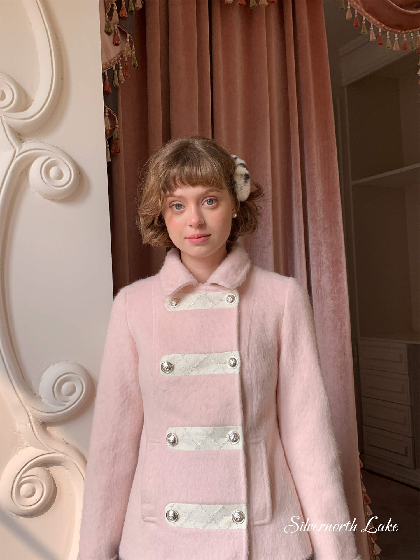 Powder Pink Classic Button Coat
