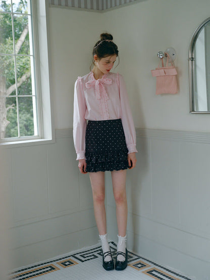 Elegant Frill Ribbon Blouse