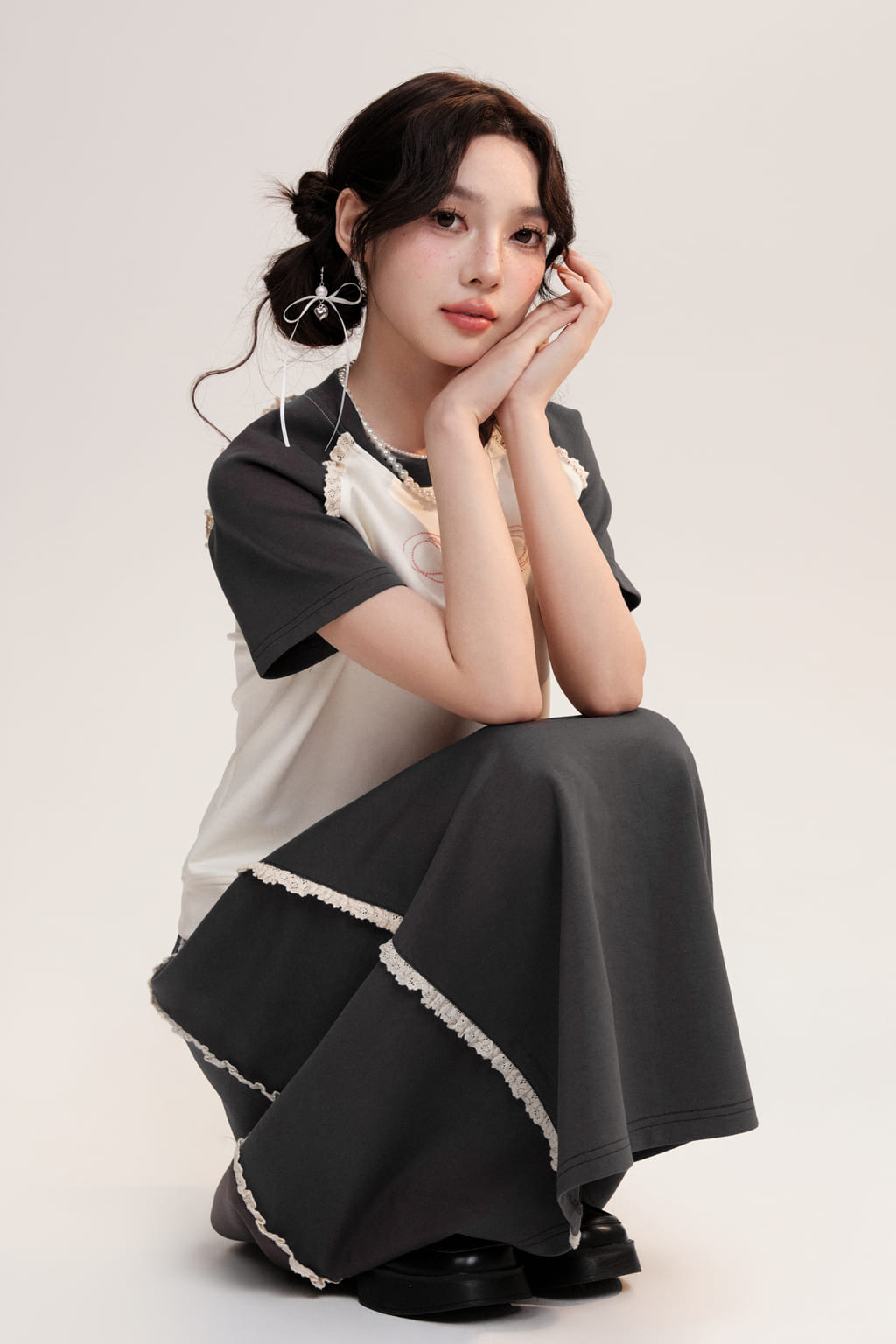 Ribbon Accent Relax Long Skirt