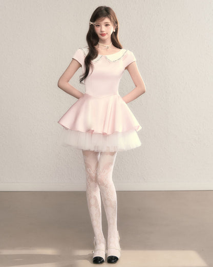 Twinkle Collar Tulle Dress（全2色）