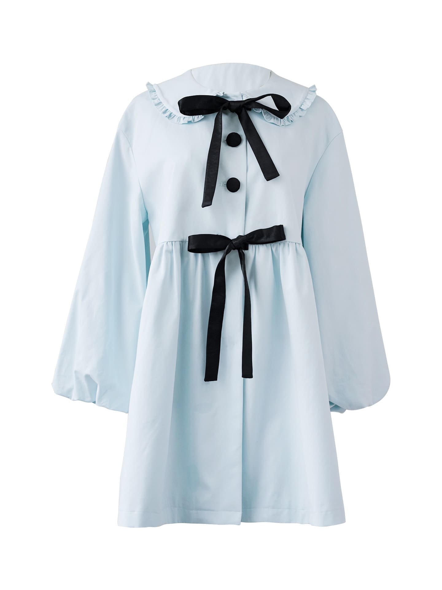 Elegant Ribbon Collar A-Line Coat
