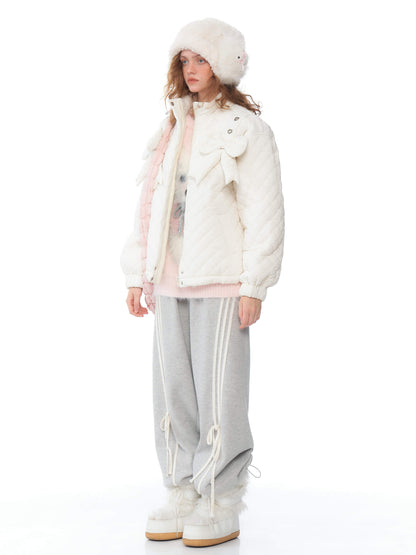 Charm Ribbon Quilted Puffer Jacket