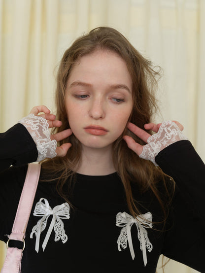 Double Ribbon Lace Accent Top