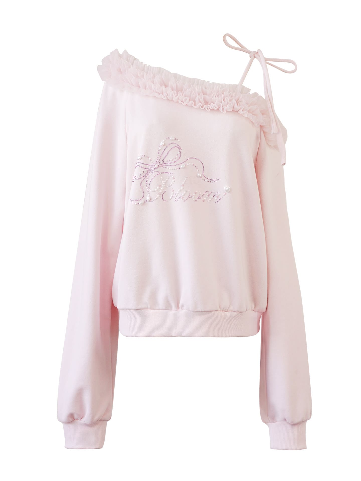 Graceful Ribbon Off-Shoulder Sweatshirt