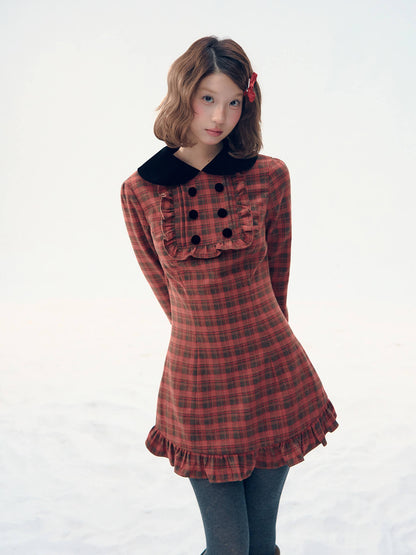 Velvet Collar Classic Frill Dress（全2色）