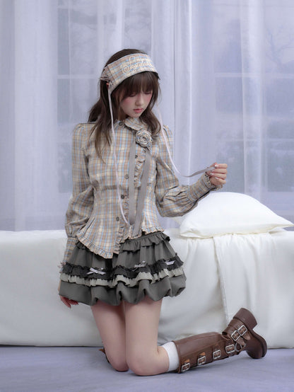 Layered Ribbon Frill Mini Skirt
