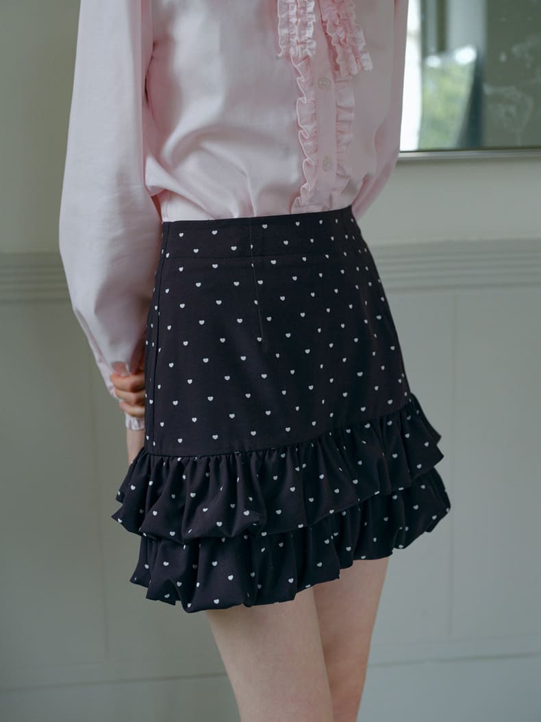 Heart Dot Frill Mini Skirt