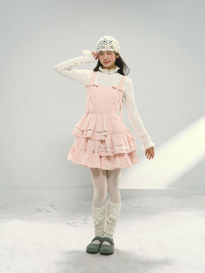 Pink Tiered Lace Camisole Dress