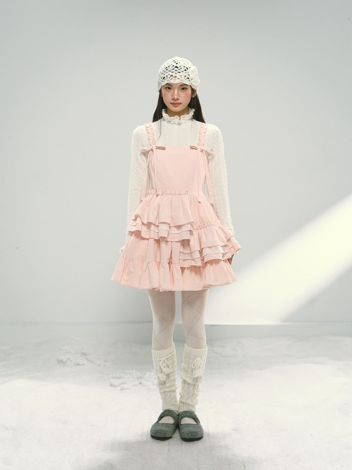 Pink Tiered Lace Camisole Dress