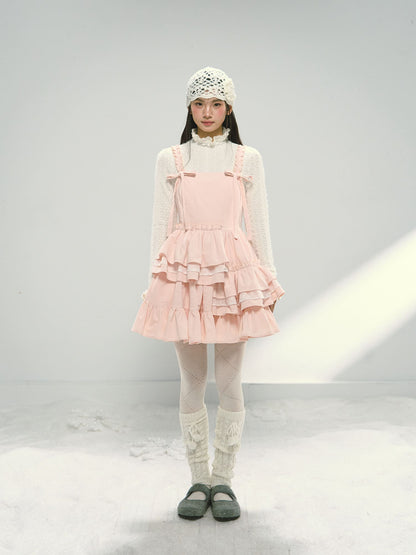 Pink Tiered Lace Camisole Dress