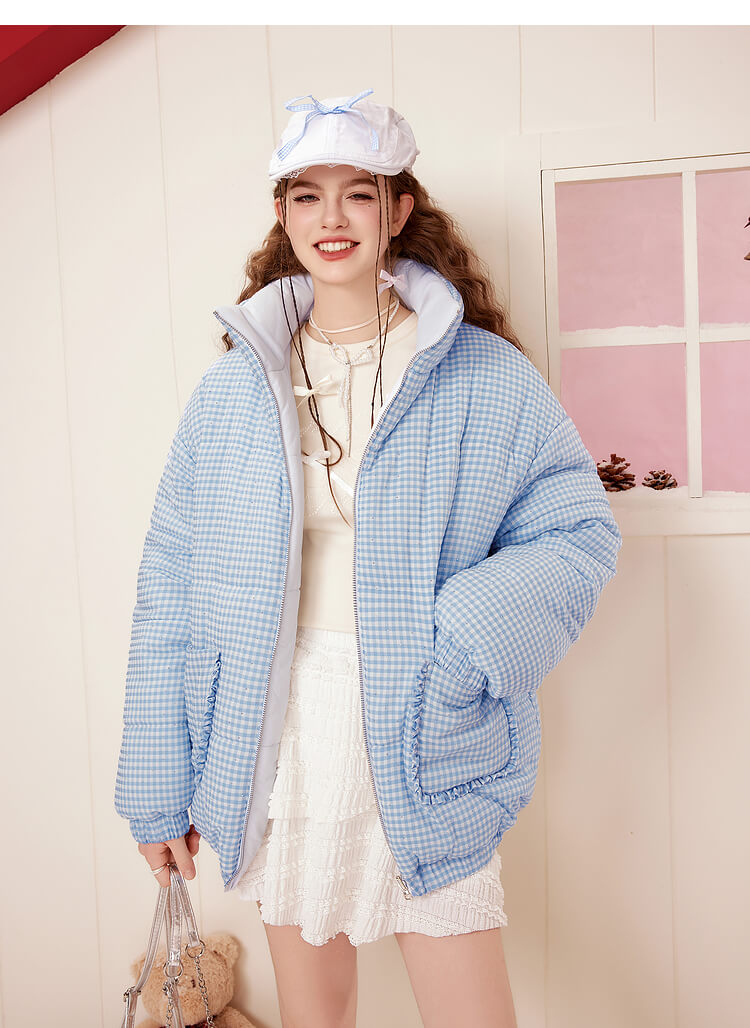 Snowy Check & Solid Reversible Outer