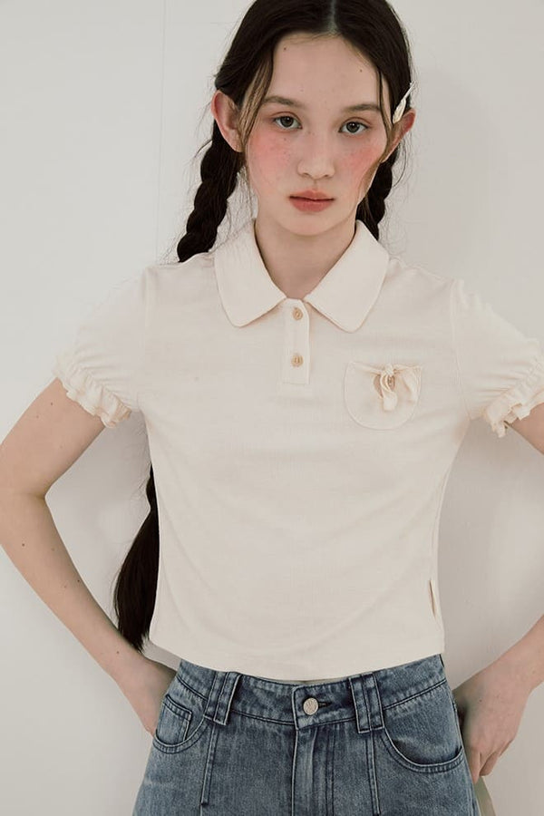 Mini Ribbon Pocket Polo Shirt（全2色）