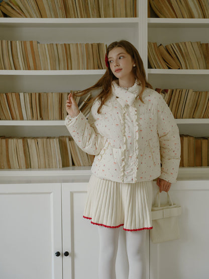 Ribbon Charm Puffy Short Coat