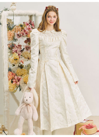 Elegant Lace Yoke Corseted Dress