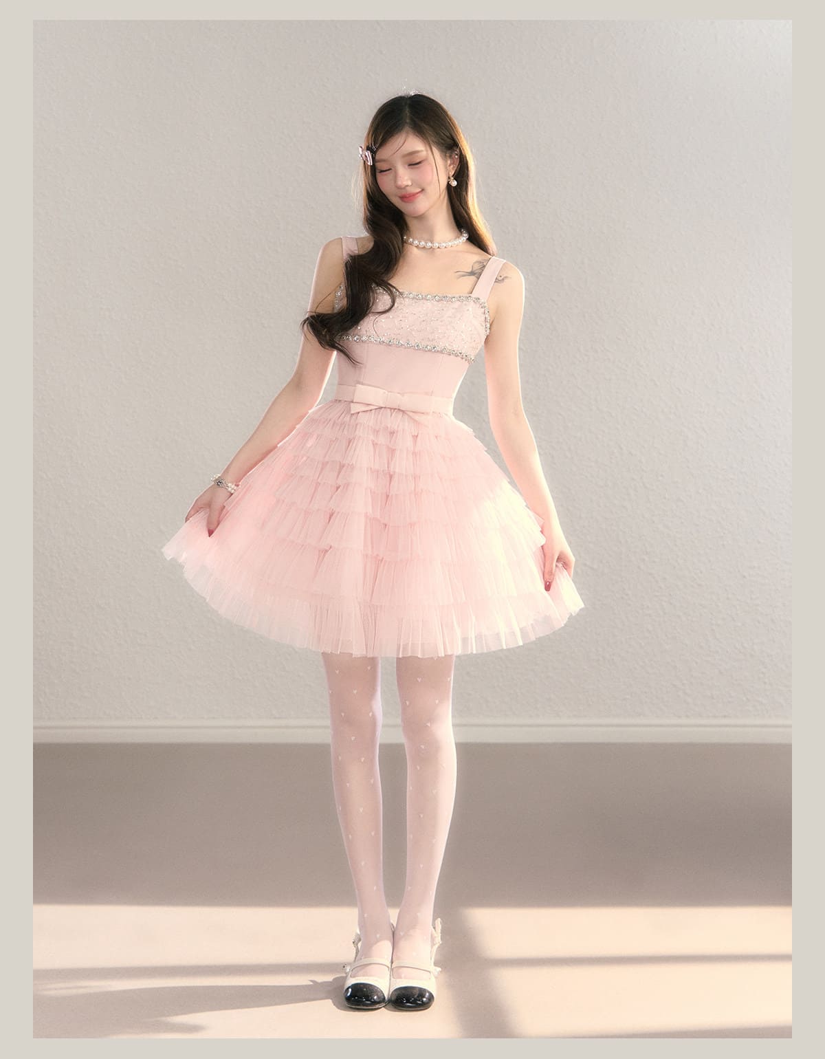 Crystal Lace Tiered Tulle Princess Dress