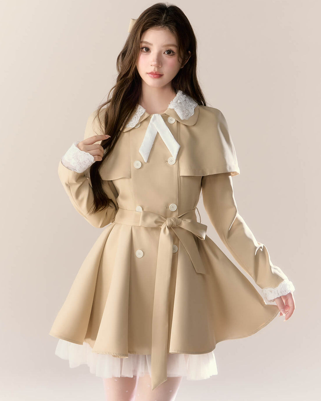 Romantic Cape Flare Dress Coat（全2色）