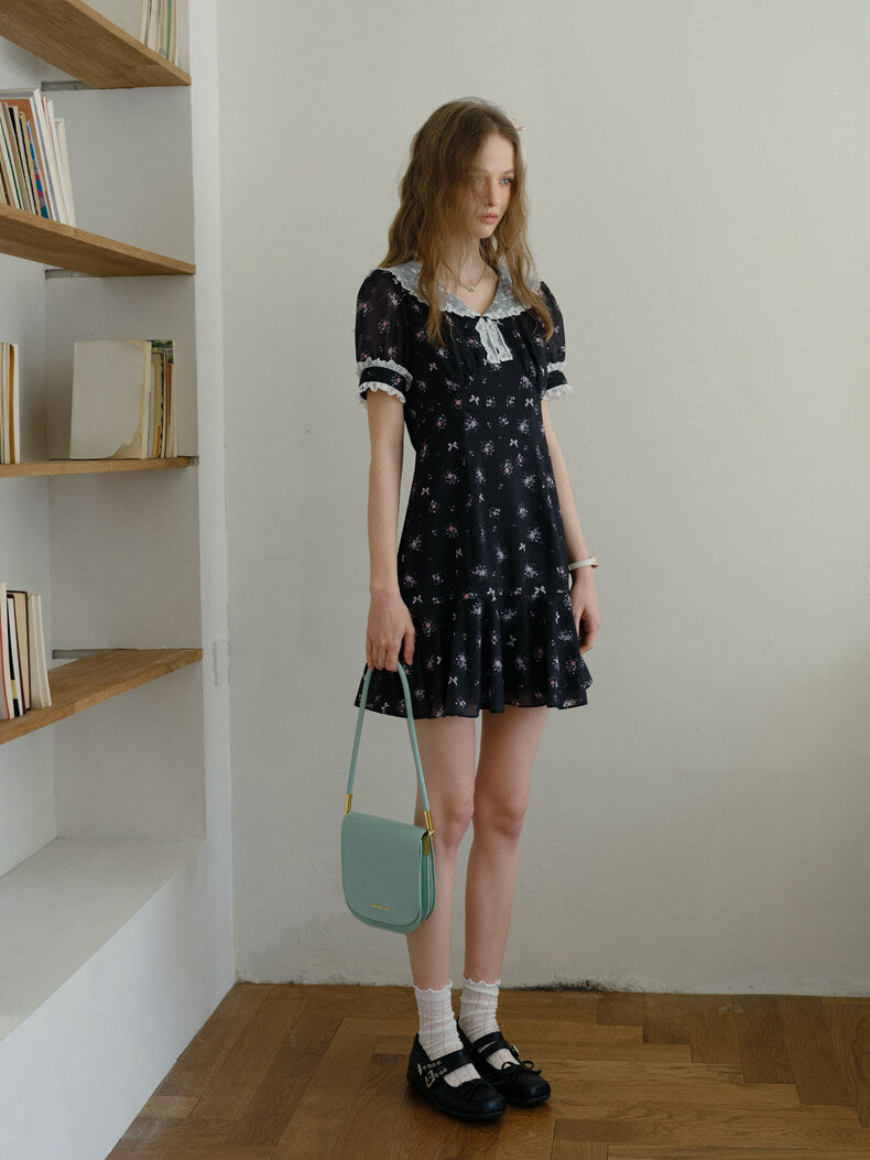 Vintage Lace Ribbon Floral Dress