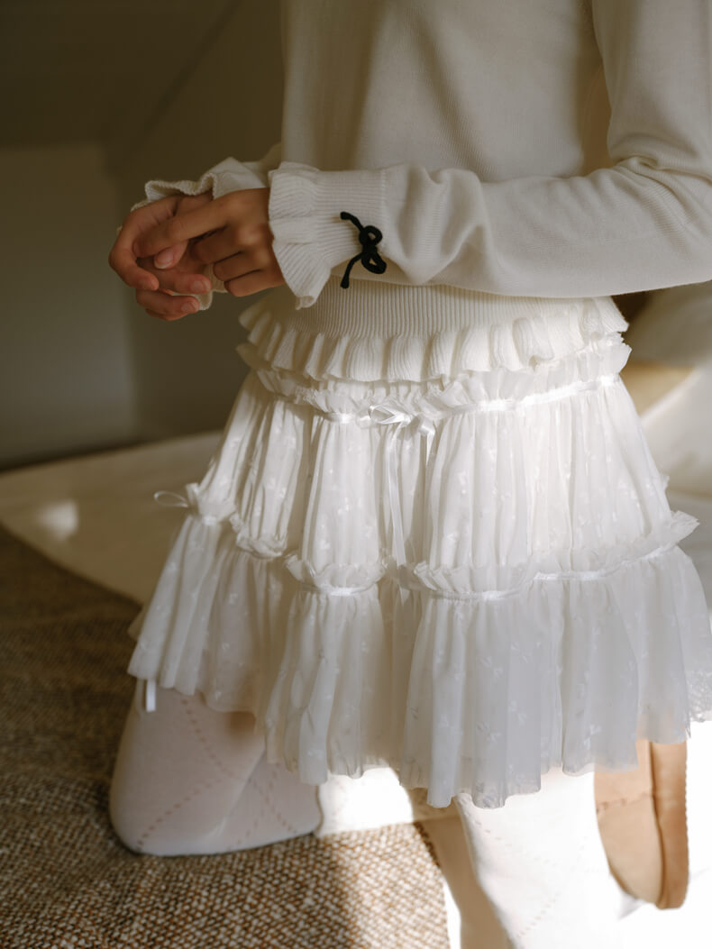 Dreamy Sheer Ribbon Mini Skirt