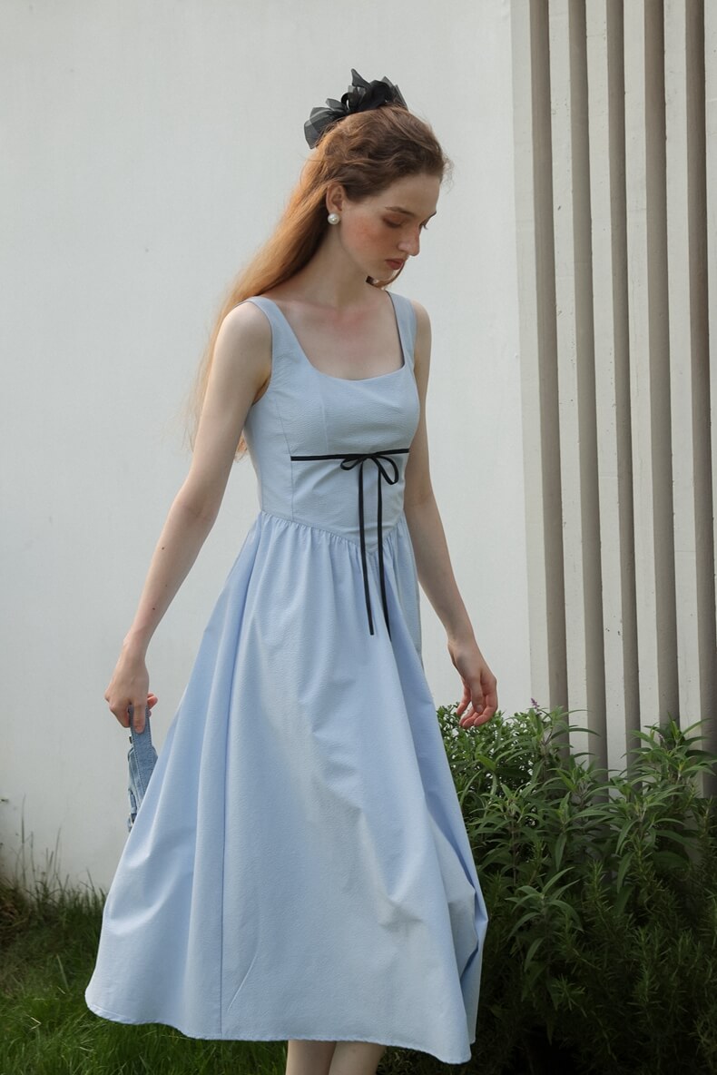 Elegant Ribbon Mode Camisole Dress（全2色）