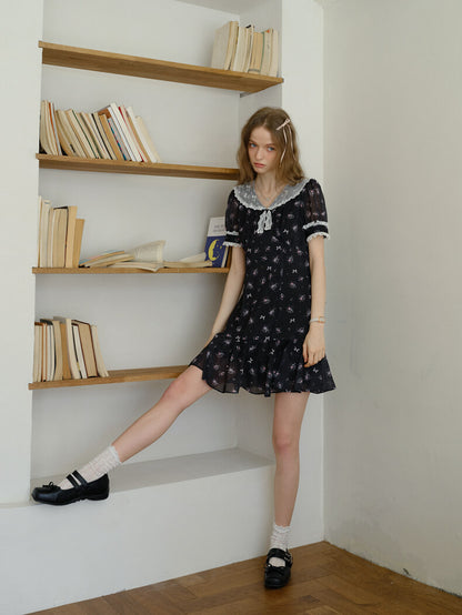 Vintage Lace Ribbon Floral Dress